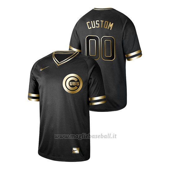 Maglia Baseball Hombre Chicago Cubs Personalizzate 2019 Golden Edition V Neck Nero
